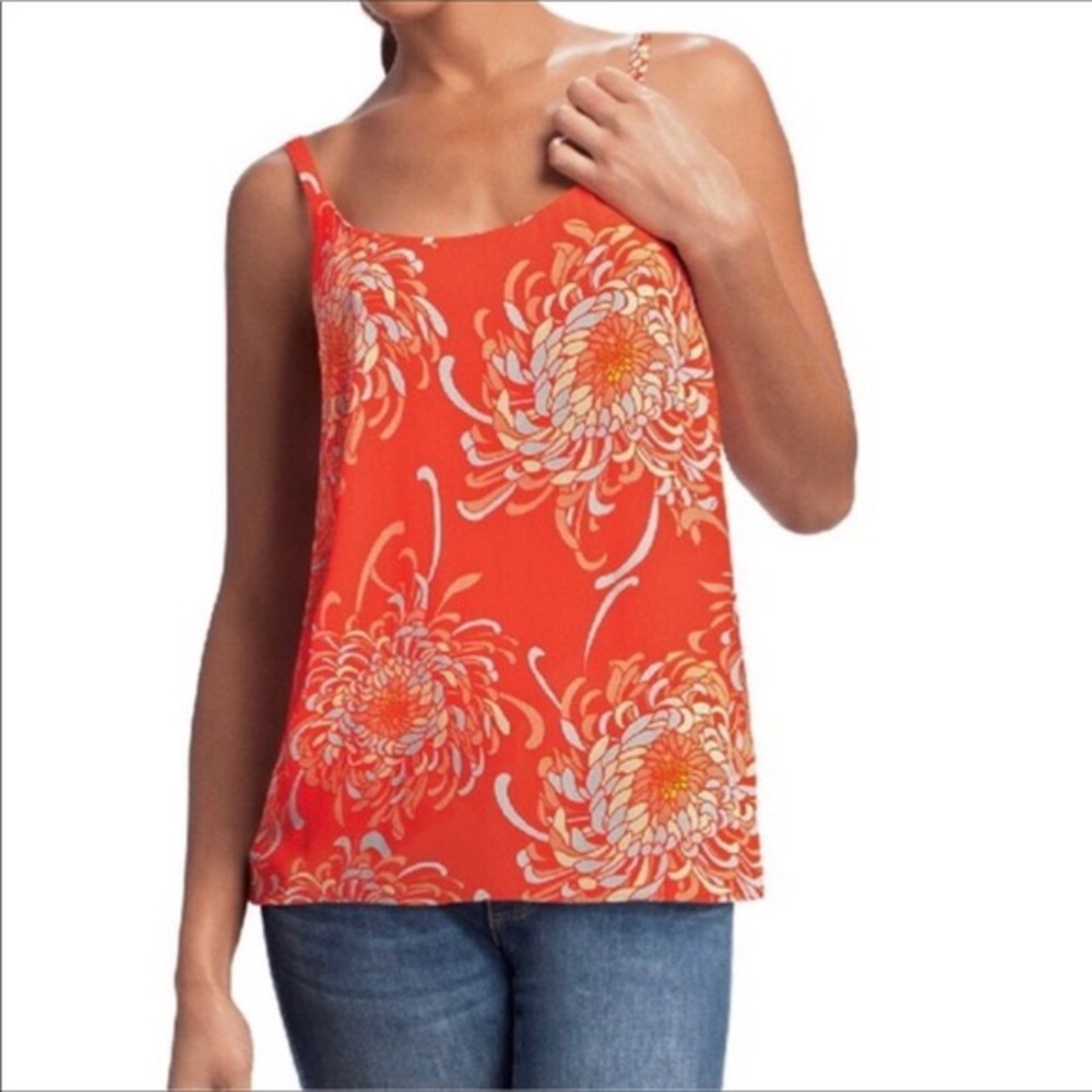 Bright orange floral Cabi tank
